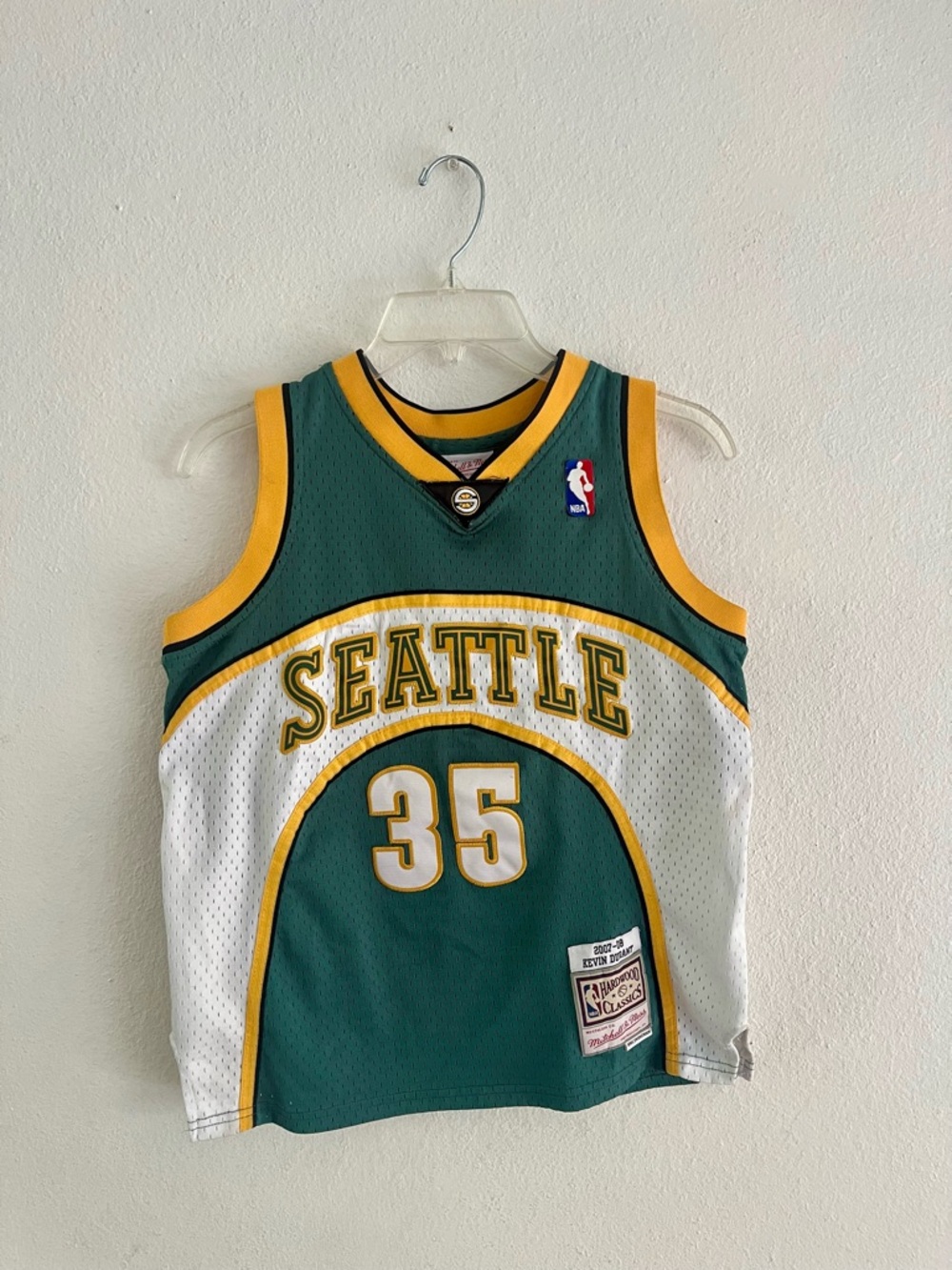 Seattle SuperSonics Durant #35 Green White Hardwood Classics Jersey